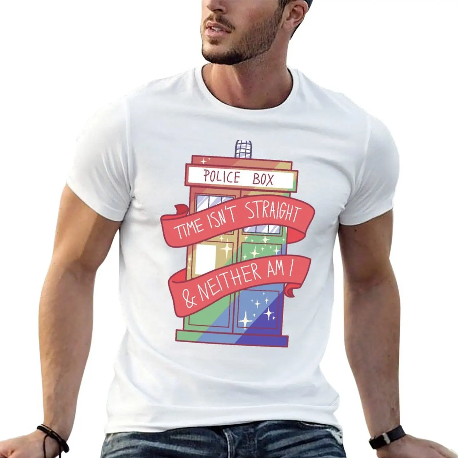 

Time isn't straight and neither am I T-Shirt t shirt man luxury man t shirts cotton t shirt men 100% cotton luxury brand T-shirt