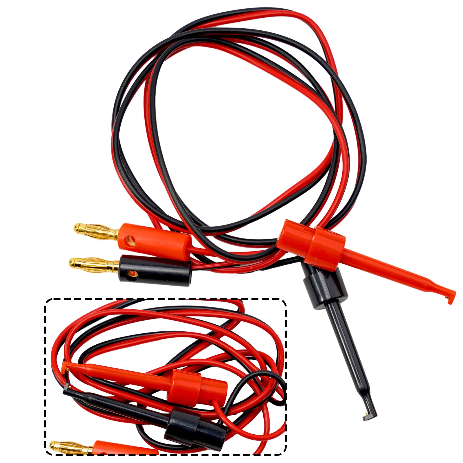 Test Hook Banana Banana Connector Test Clip 1 Meter 1 Pair 3.3 Feet Gold Plated For Multimeter Test Leads Test