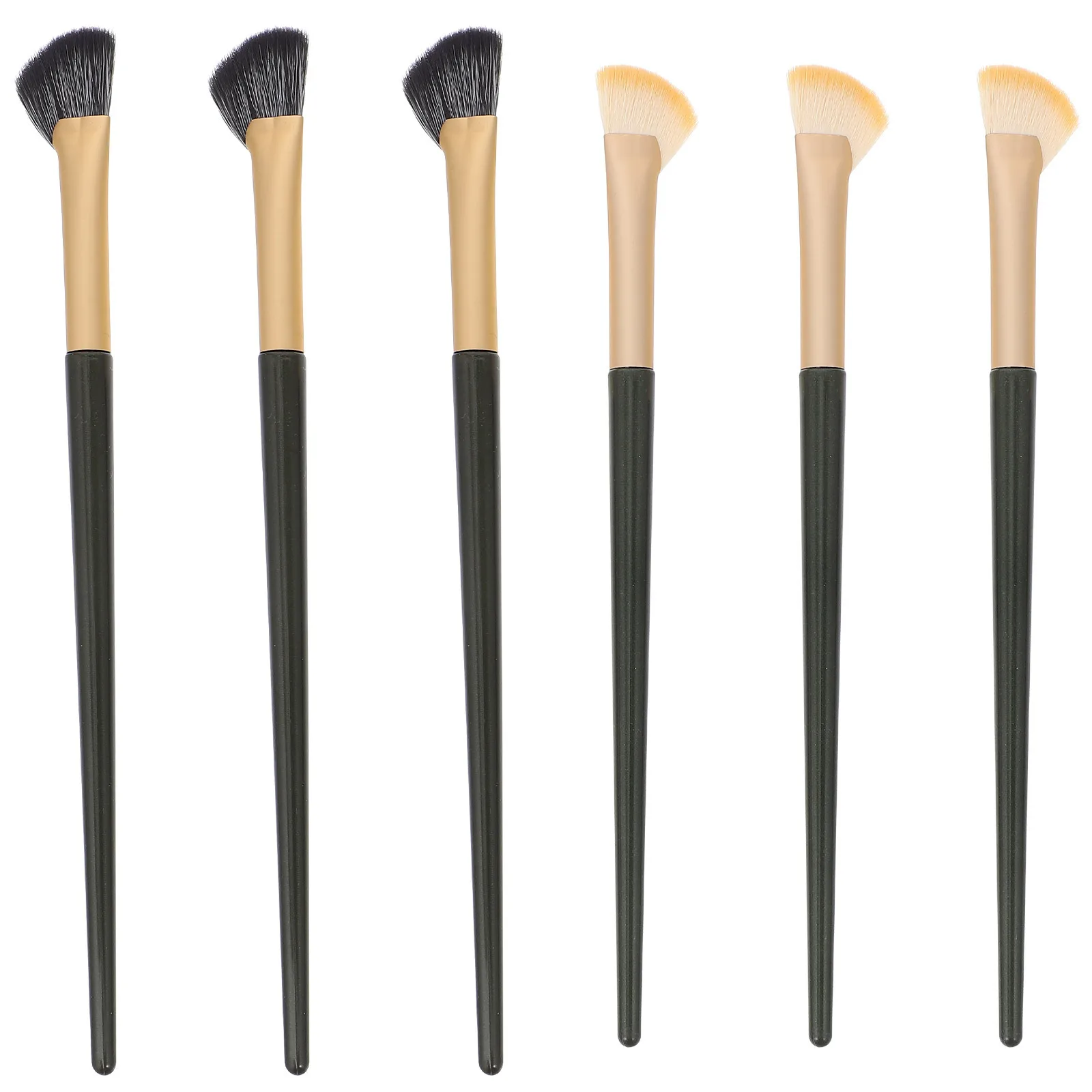 6 pezzi Set di pennelli per contorno naso Strumento per eyeliner angolato per applicazione di correttori per trucco occhi di precisione Donne Ragazze Doppio attacco