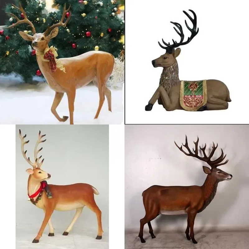 Big Christmas Life Size Animal Sculpture Plexiglass Reindeer Statue