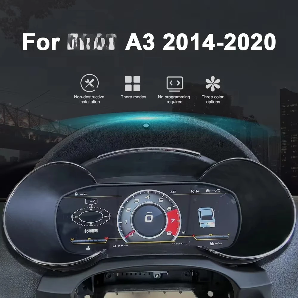 12.3 Inch for A3 2014-2020 Smart Dashboard Panel Speedometer Odometer LCD Digital Instrument Cluster Virtual Gauge Cockpit