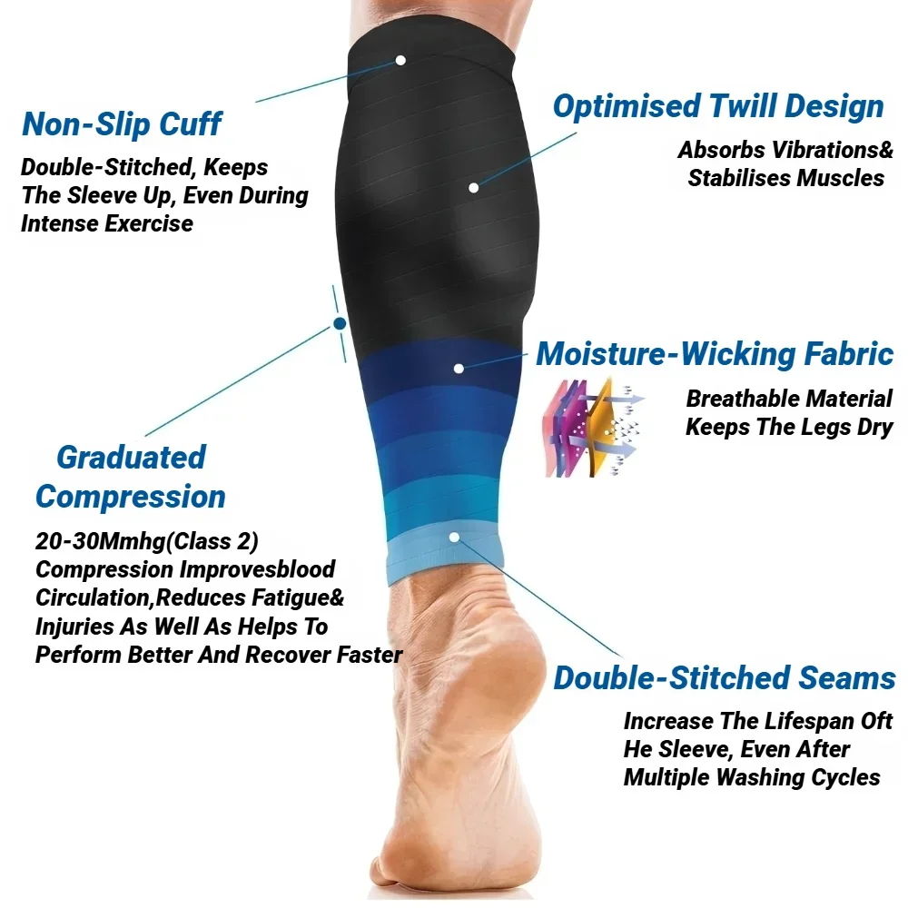 Kompressions-Wadenstulpen, Druckunterstützende Beinschoner für Marathon-Lauf und Sportschutz – Detail 3