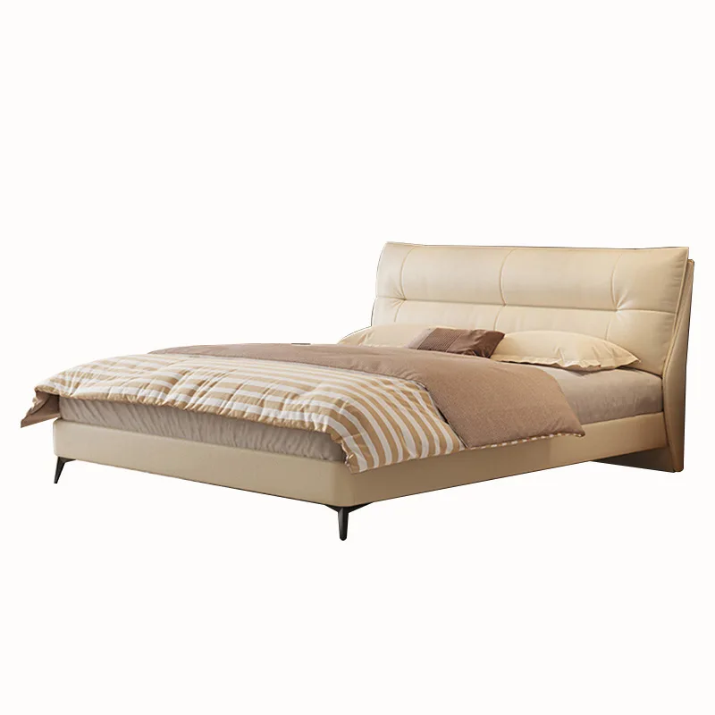 

Leather home modern leather art simple leather cowhide double wedding master bedroom high-end atmosphere