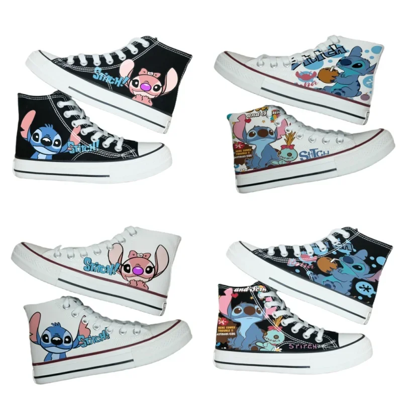 Kawaii Disney Stitch Canvas Shoes Cartoon New Men's/women's High-Top Sneakers Summer Versatile Couple Shoes Birthday Gift