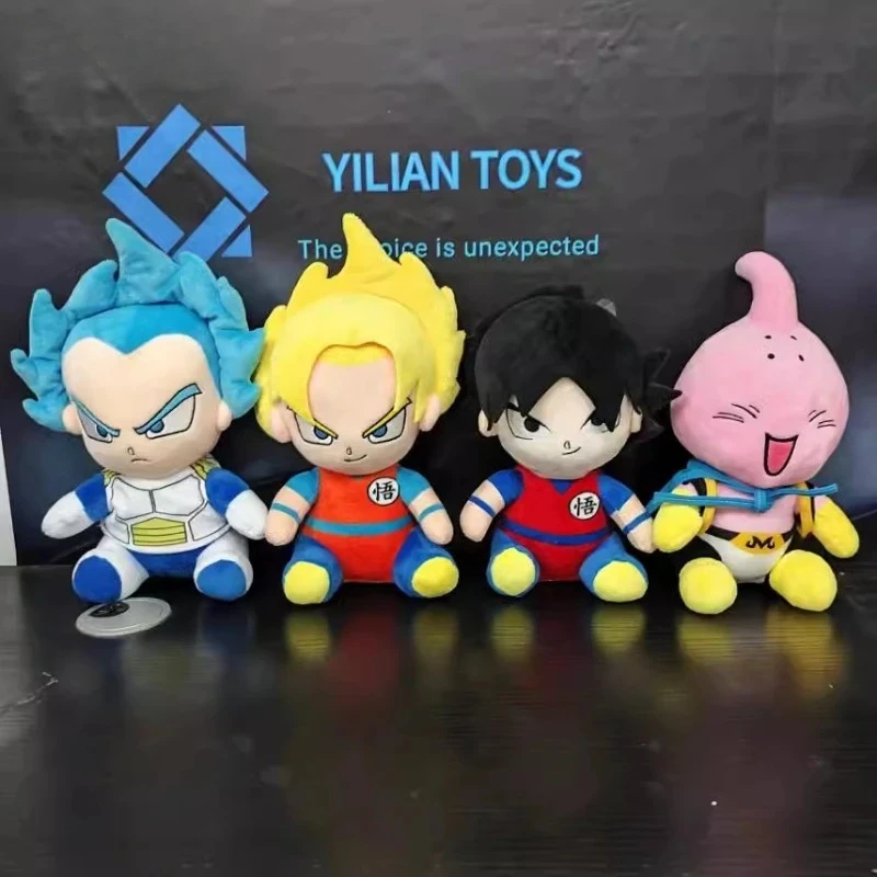 Peluche de Dragon Ball de 25 cm, Figura de Anime, Super Saiyan Son Goku, Vegeta, Majin Buu, Linda Figura de Dibujos Animados, Regalo de Cumpleaños