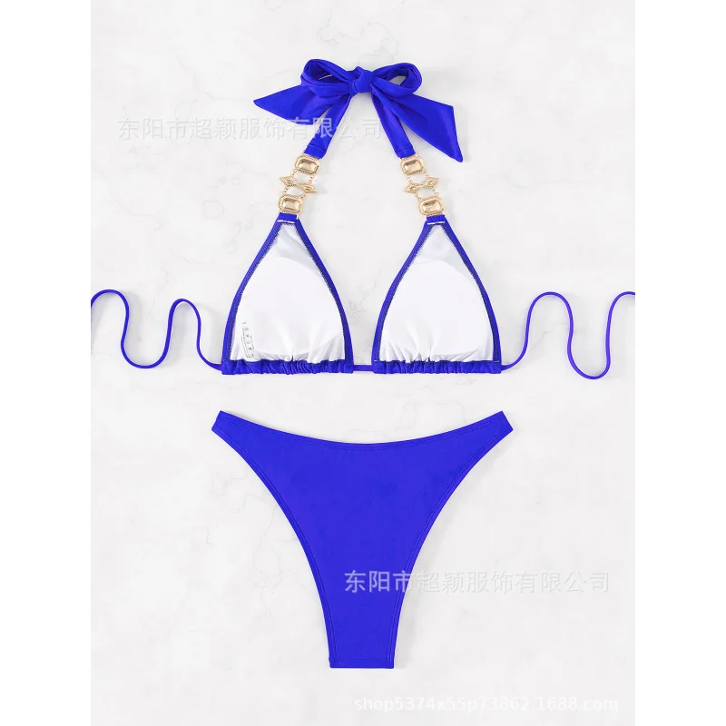 New Hot-Selling Sexy Two-Piece Swimsuit Hot-Selling Solid Color Accessories Triangle Beach Bikini