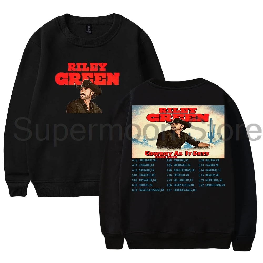 

Riley Green Cowboy As It Gets Tour 2026 Crewneck Long Sleeve Streetwear Women Men Pullover Sweatshirts