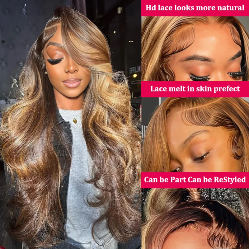 loose body wave 30 inch highlight 13x6 hd lace frontal wigs Brazilian human hair 100% cheap on sale clearance for women choice