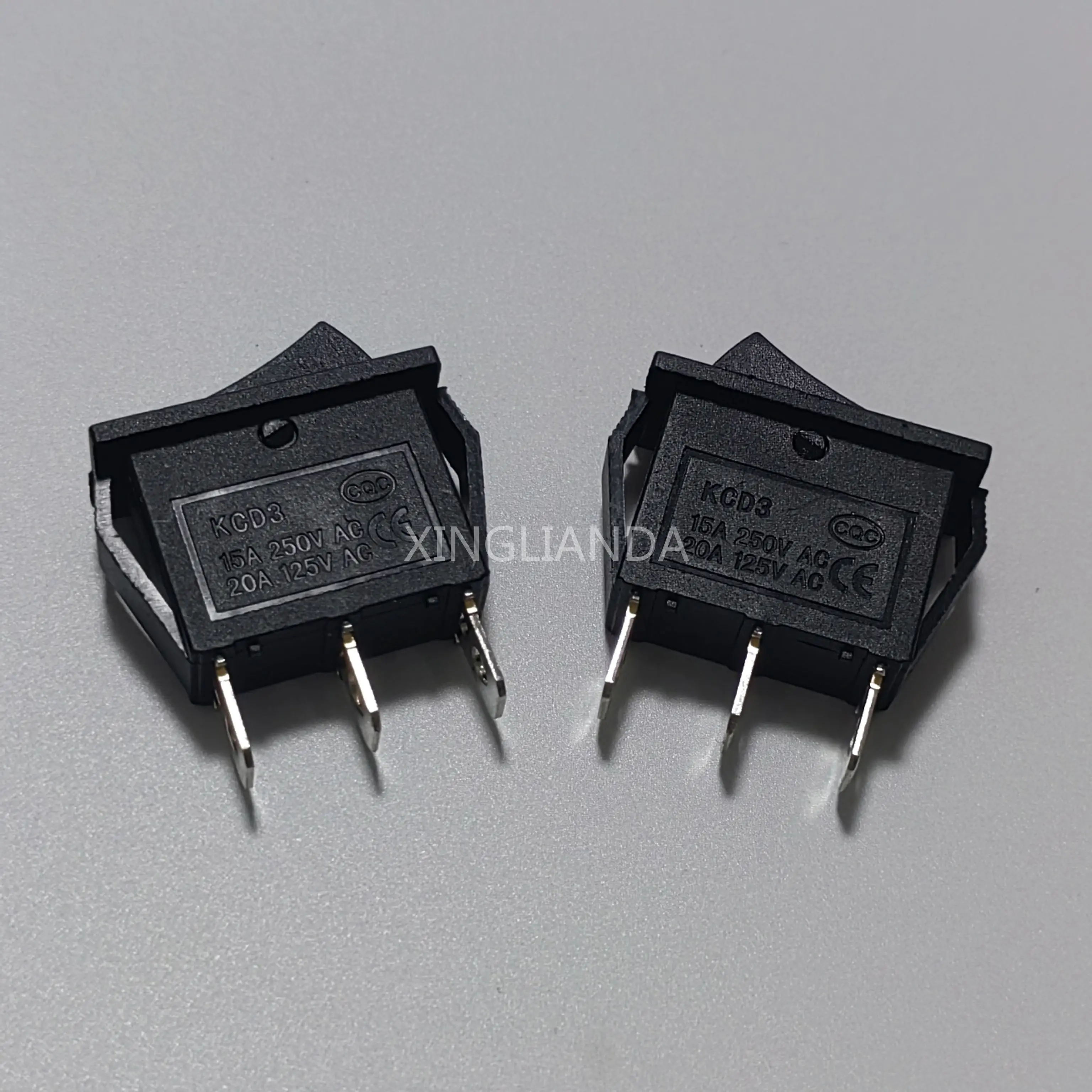 20PCS KCD3 Rocker Switch ON-OFF-ON 3 Position 3 Pin Electrical equipment Switches 15A/250VAC 20A/125VAC Black No Light