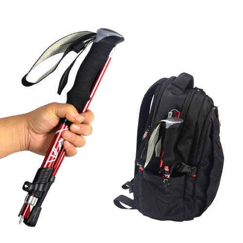 Imagen 2 del producto Bastón de Trekking plegable para exteriores, bastón de senderismo portátil para acampar, telescópico nórdico para ancianos, fácil de poner en la bolsa, 5 secciones, 1 piezas