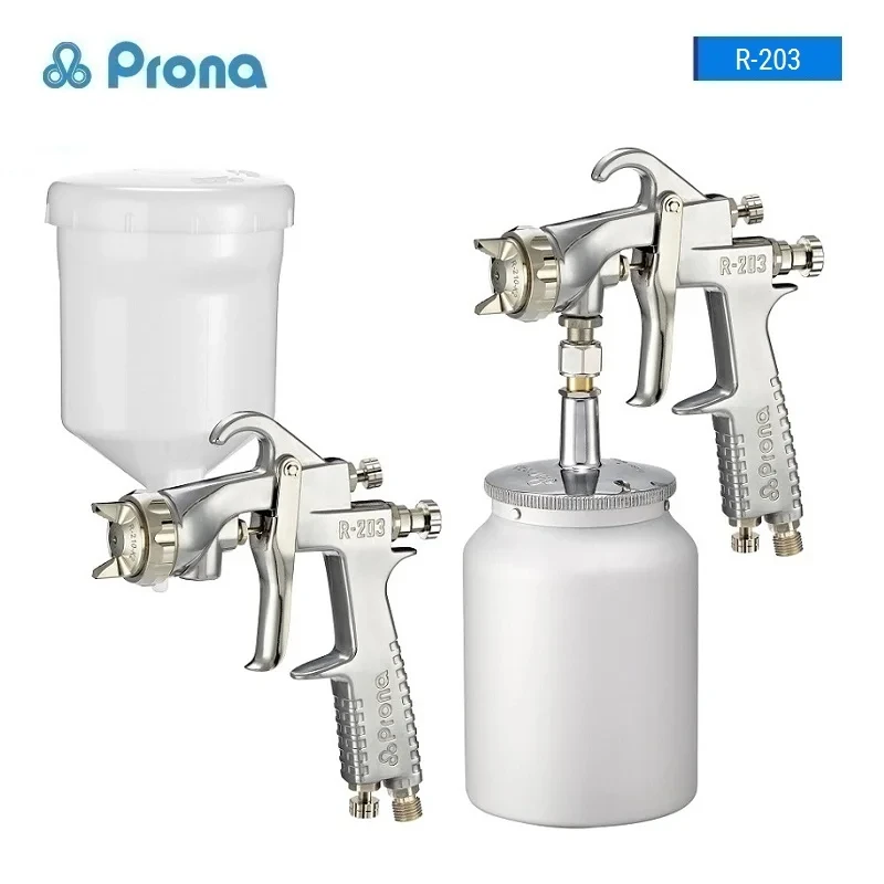 Prona R-203 Gravity Feed Spray Gun Professional Car Paint Finish Coating Airbrush High Atomization Furniture Refinish Tool Cup