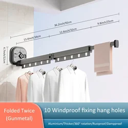 Suction Folding Clothes Drying Rack Indoor Household Balcony Non-Punching Clothes Drying Rod Telescopic Clothes Drying Rod