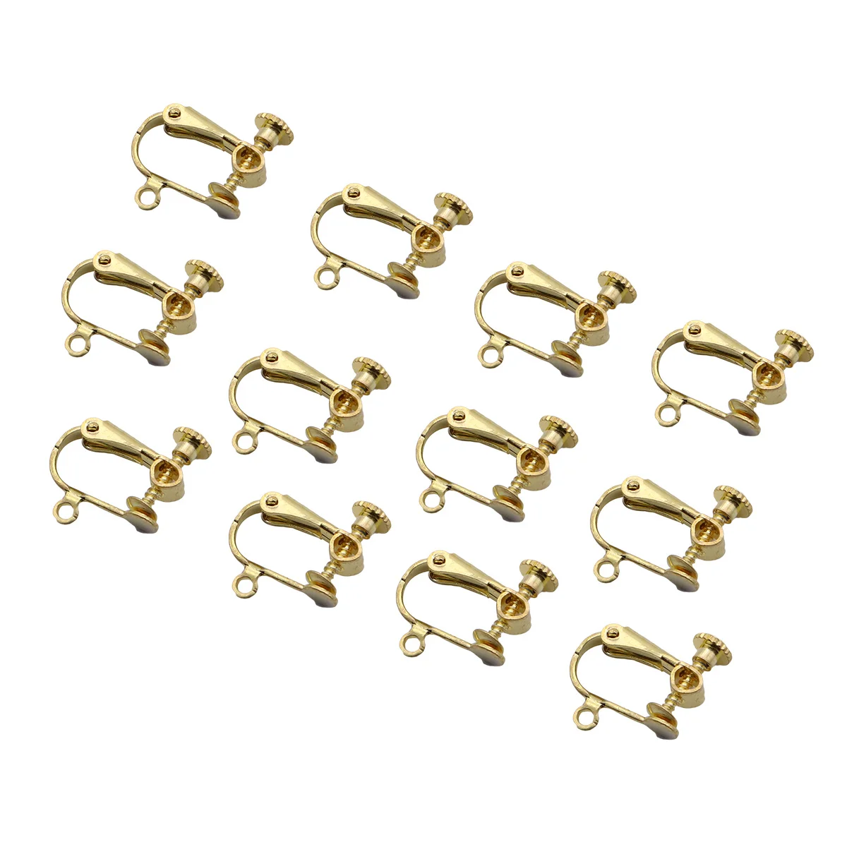 

12Pcs Non-Pierced Clip-on Earrings Golden with Hole Lightweight Easy to Use for School Office Travel Non-Pierced Earring