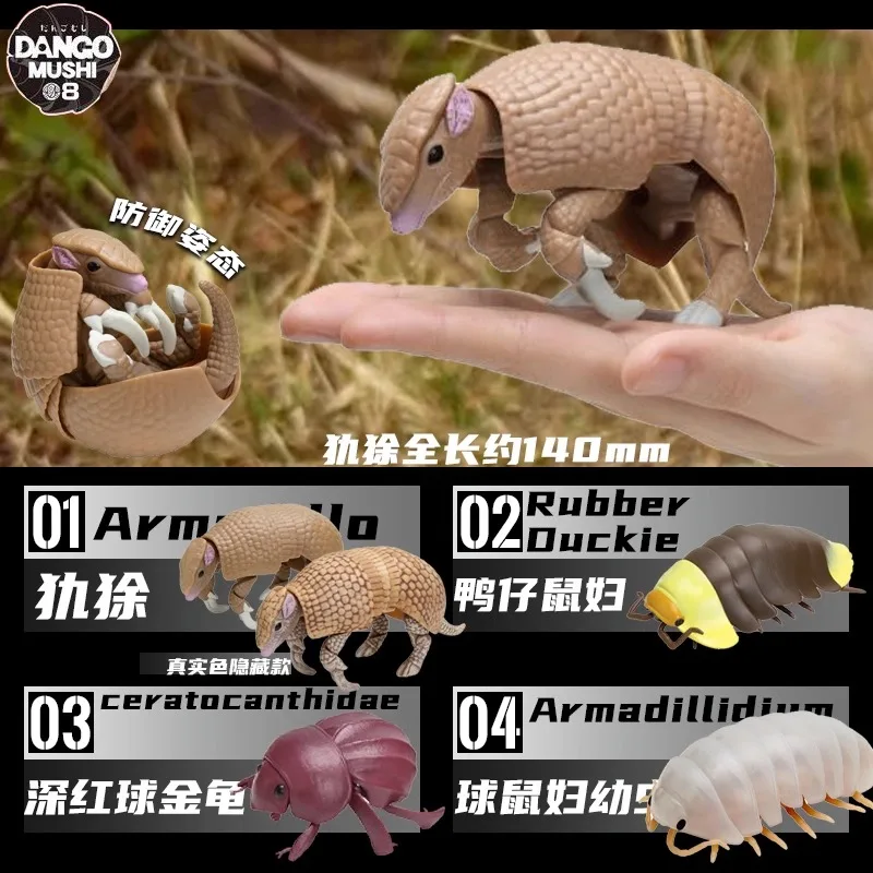 Original Bandai Gashapon Armadillo Pillworm Simulation Insect Qversion Animal Anime Model Toy Gift Collection Ornament