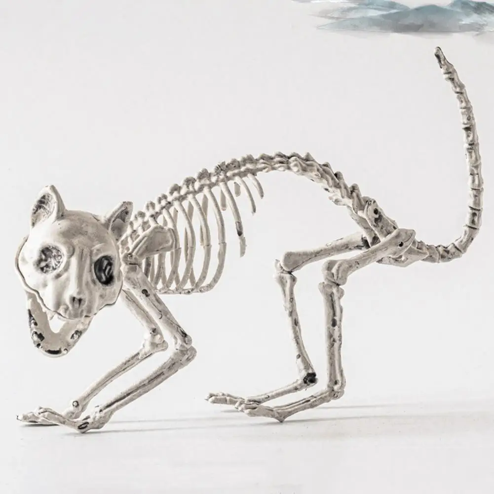 Long Lasting Halloween Prop Durable Plastic Skeleton Halloween Skeleton Decor for Courtyard Graveyard Cat Dog Bird Rat Goat Head