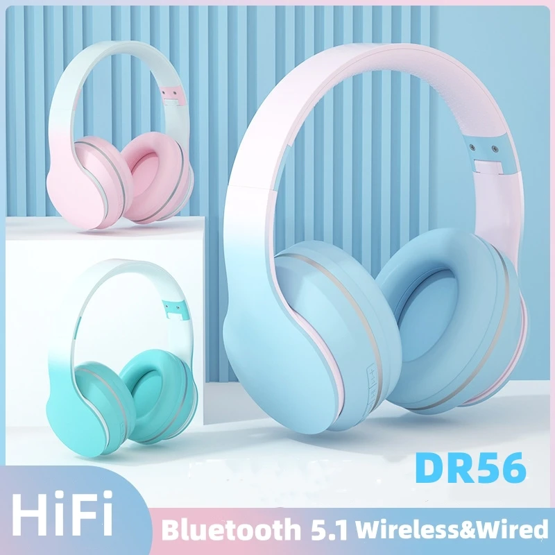 Gradient Headset Wireless BT 5.1 Headphones With Mic Headsets Stereo Sound Earphones Sports Gaming Headphones Supports TF