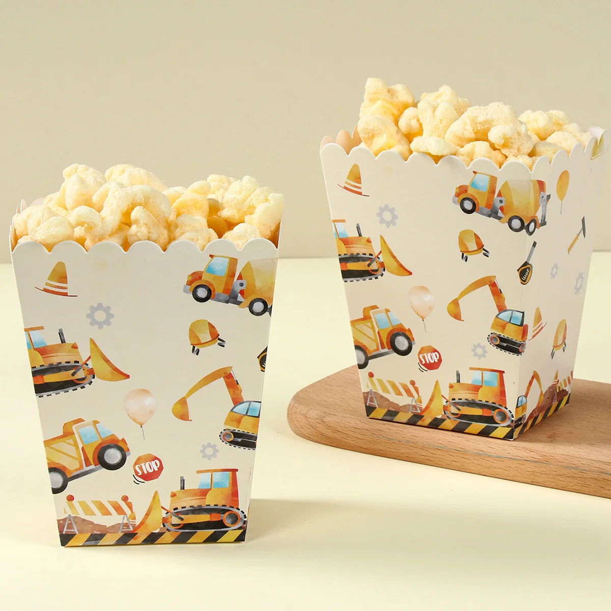 Construction Popcorn Box Engineering Vehicle Party Favor Treat Box for Construction Birthday Party Baby Shower Supplies for Boys