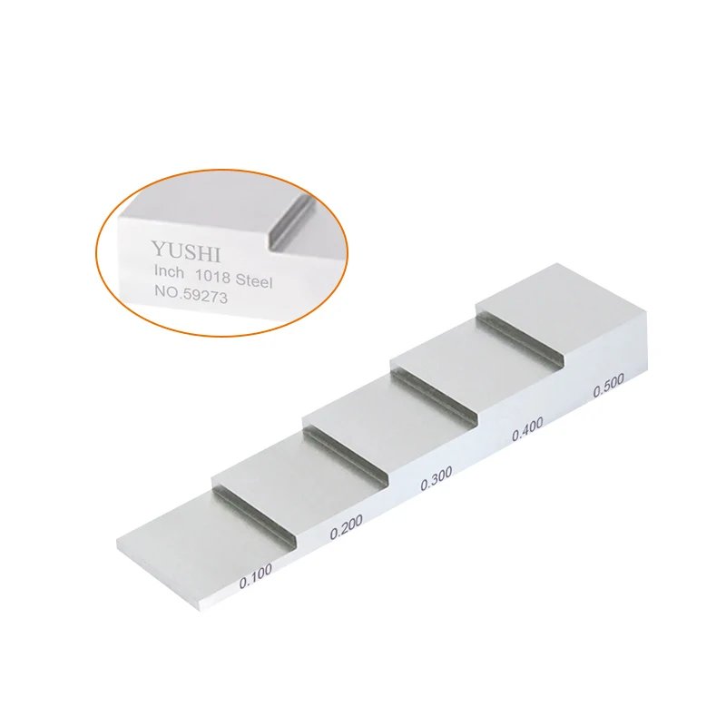 

YUSHI NDT Ultrasonic Thickness Block Aluminum Stainless Steel 1018 Steel 5 Step Test Block Inch 0.100"- 0.500"