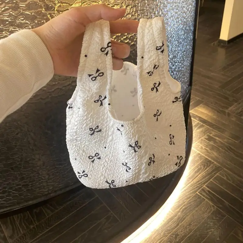

1Piece Fashion Simple Bow Print Large Capacity Bag Commute Travel Shopping Makeup Storage Handbag