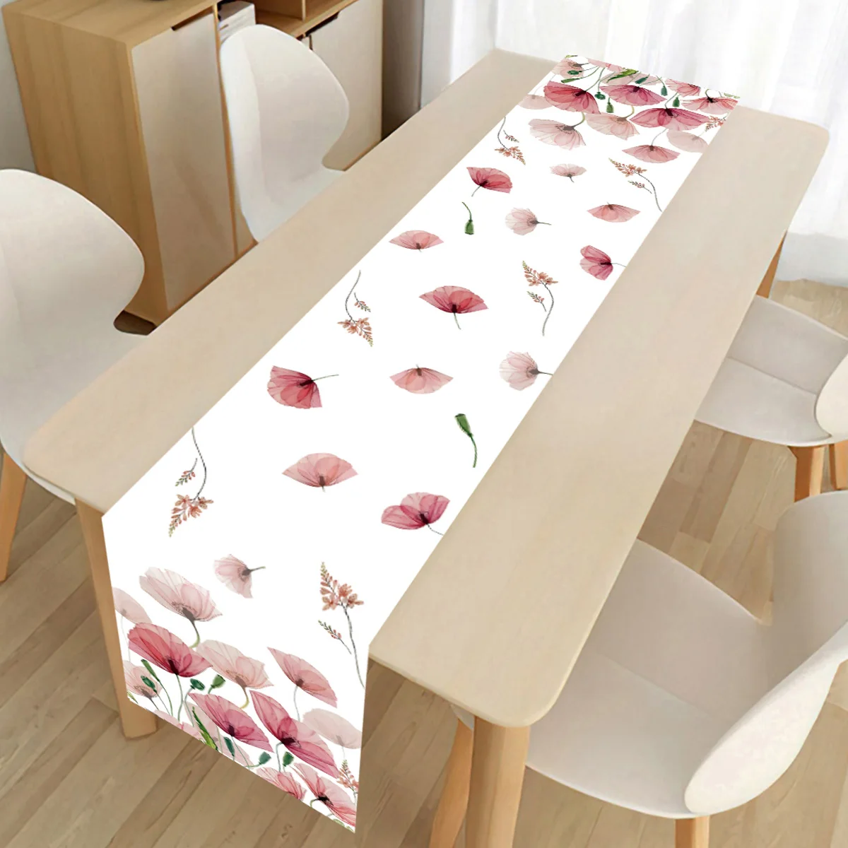 Corn Poppy Leaves Table Runner Seasonal Spring Table Cover Poppy Leaves Holiday Home Party Wedding Dining Table Decor