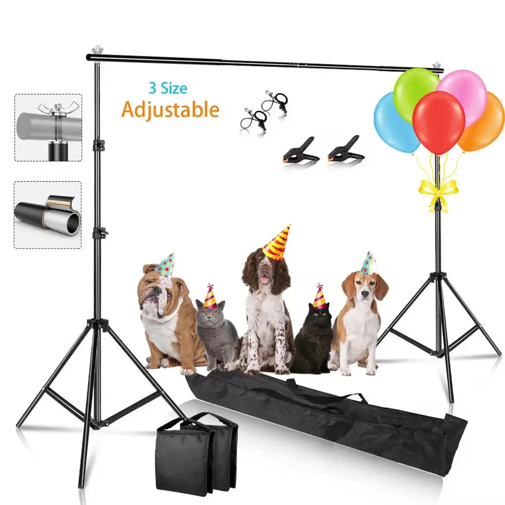 Photography Backdrop Stand 2x2/3M Adjustable Photography Background Support System Kit Carrying Bag for Photo Frame Video Studio