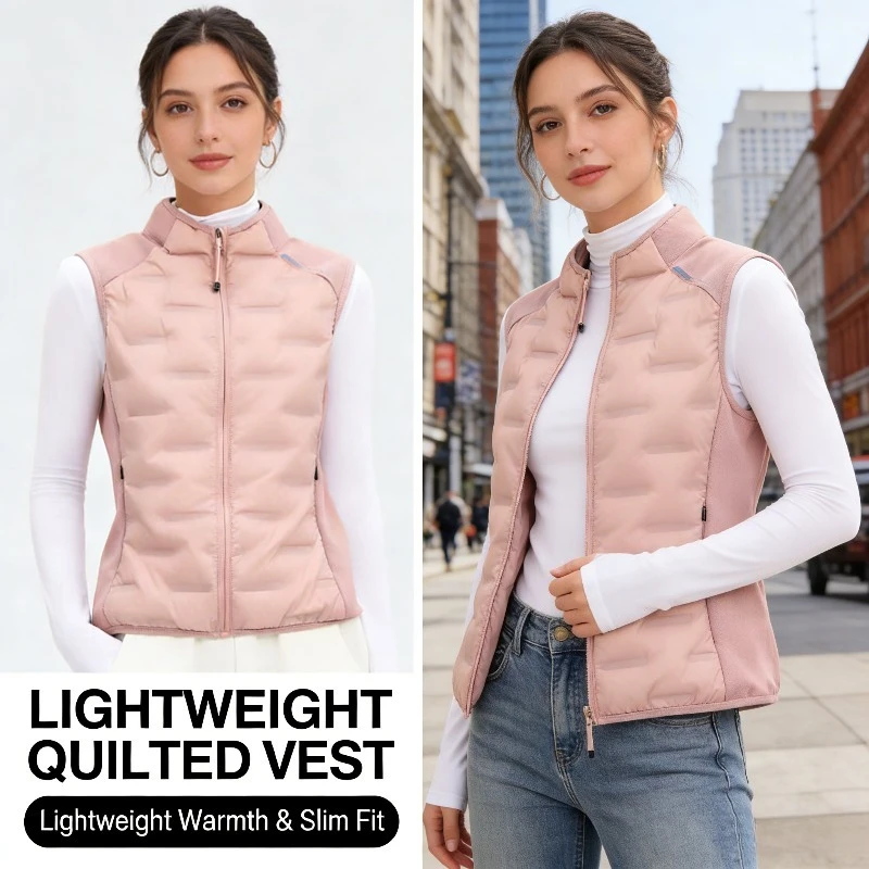 

2026 Новый универсальный легкий жилет на белом утином пуху, женский жилет с коротким воротником-стойкой