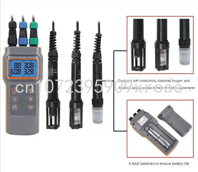 Upgraded Digital Water Quality Meter, Dissolved Oxygen Tester, PH Meter,Conductivity, Salinity, Temperature, Saltiness, with Liq