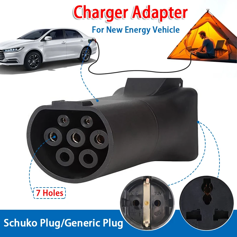 

Type 2 Female Adapter 220V New Energy Vehicle Discharger Converter with Schuko Plug/Generic Plug (Not for BYD and MG Vehicles)