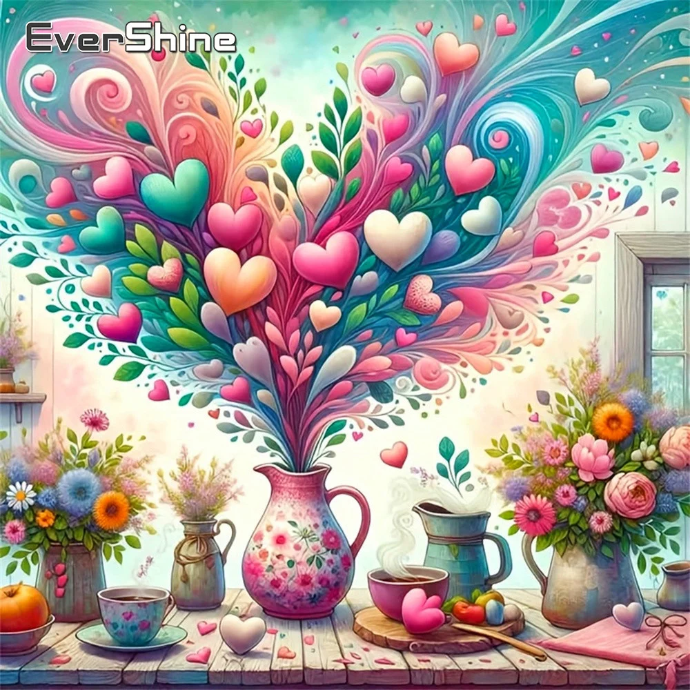 Evershine Diamant-Stickerei Landschafts-Strass-Bild Mosaik-Vase Vollbohr-Malerei Liebesherz Bastelset Wandkunst
