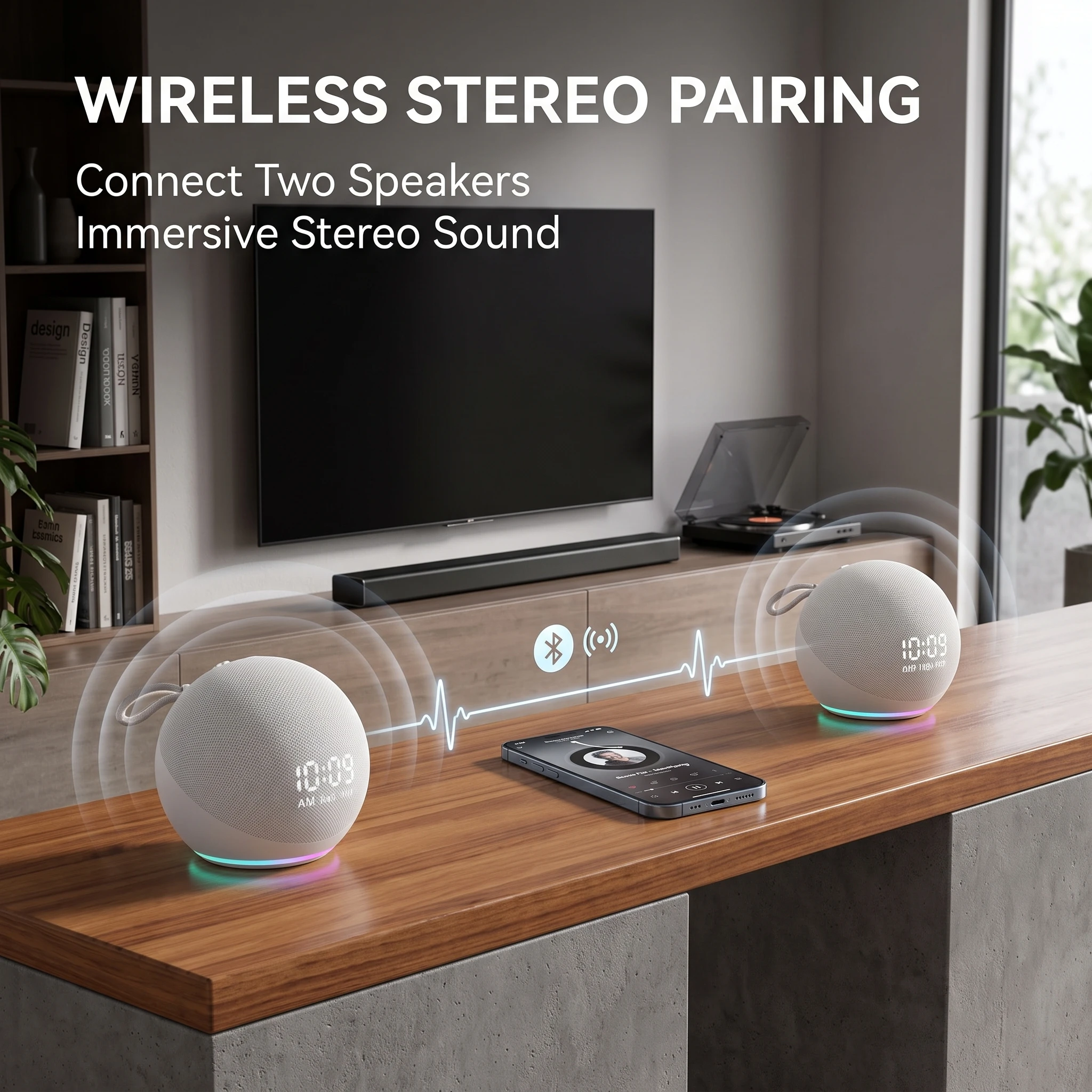 Best Seller Space Saving Bluetooth-compatible Speaker Alarm Clock With Rich Bass Modern Design Suitable For Dorms And Apartments