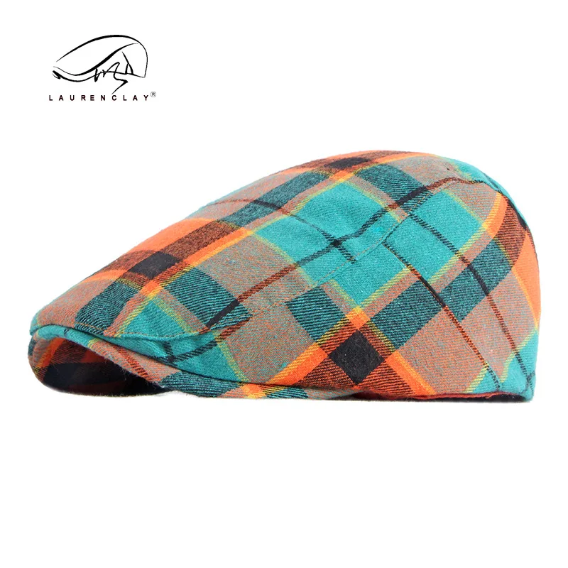 Men Women Beret Cotton Flat Cap Ivy Gatsby Newsboy Hat Summer Driving Scally Cap Kpop Vintage Style Plaid Pattern