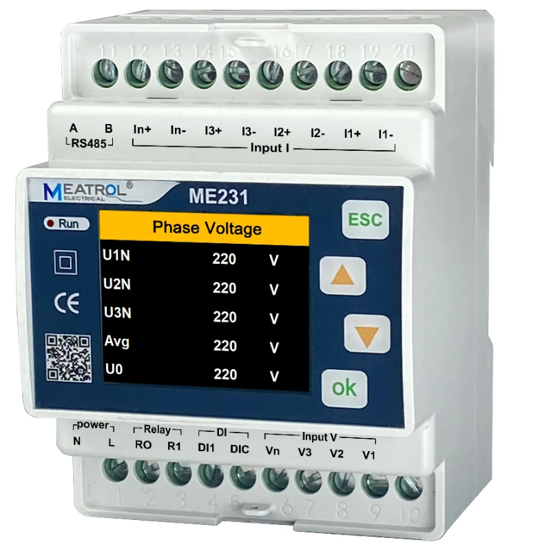 

PQ analyzer ME231 3 phase kwh meter Energy efficiency Solar system AC Electricity meter