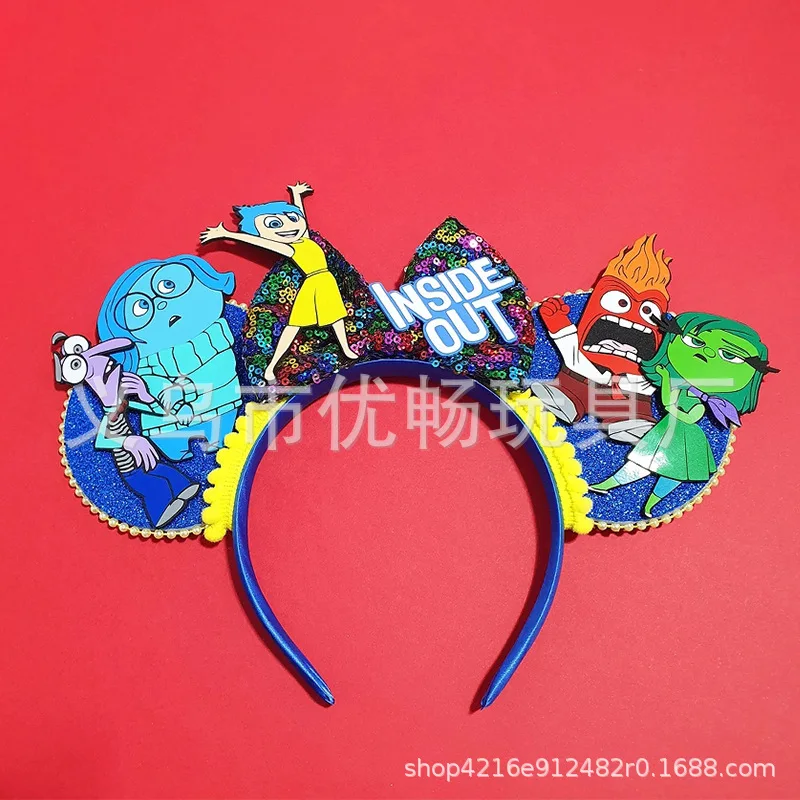 

Hot Disney Inside Out 2 Themed Headband Emotion Joy Sadness Fear Anger Disgust Bing Bong Mouse Ears Factory Direct Sales