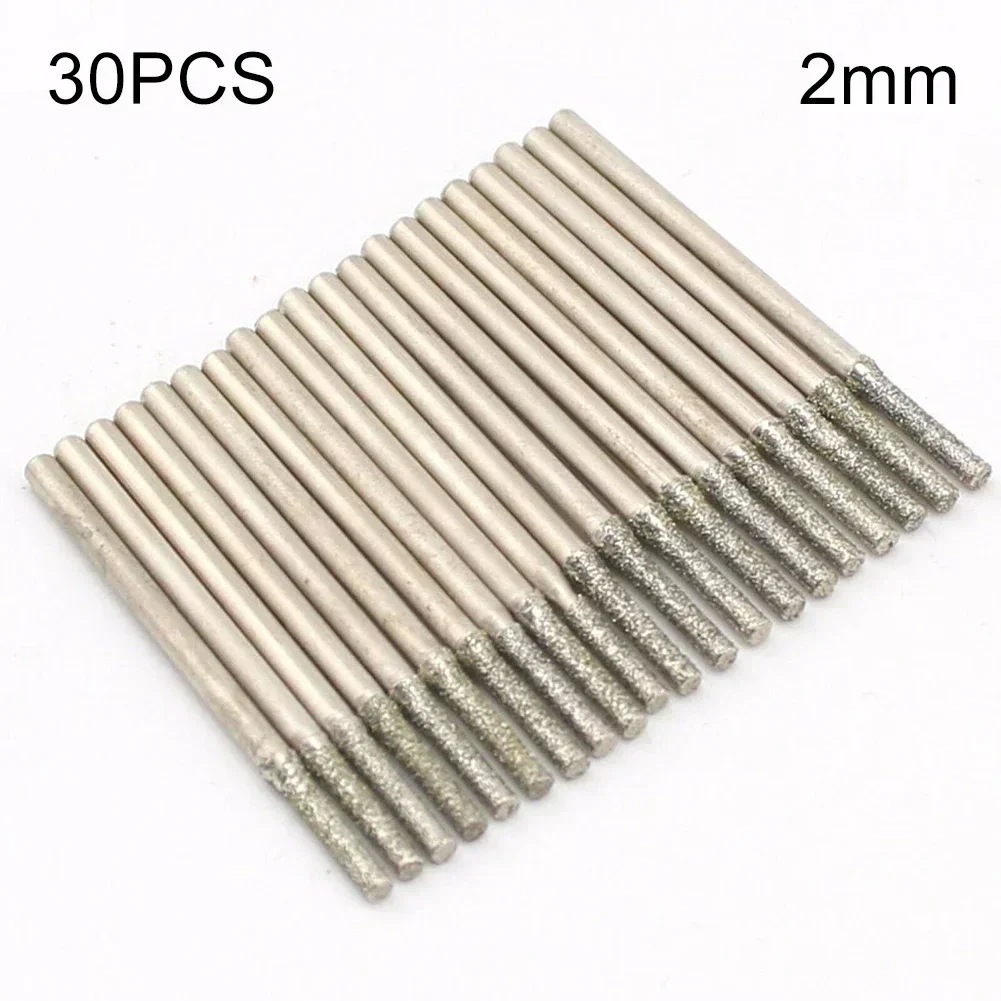 30 Uds 2,0mm sierra perforadora de diamante cortador de brocas recubiertas de vidrio sólido brocas abridoras de agujeros para azulejos de piedras preciosas cerámica de vidrio