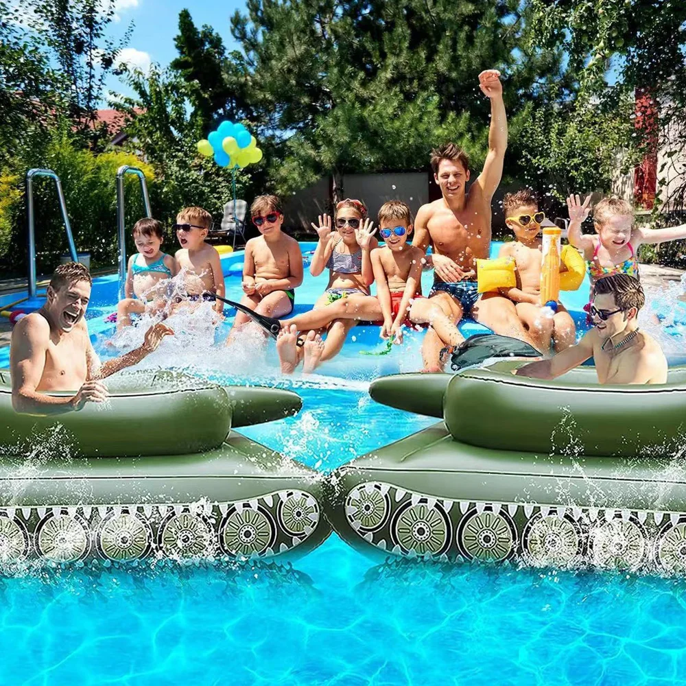 Flutuador inflável para piscina com canhão de água – Brinquedo de batalha de água para crianças |   Diversão na festa na piscina de verão