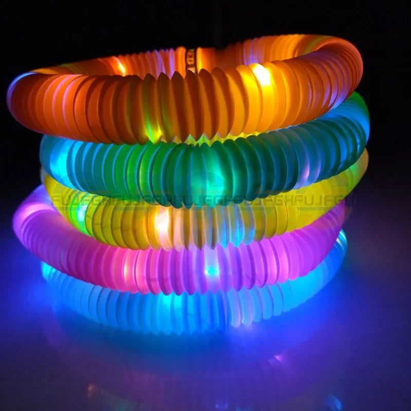 PopTubes Flash LED für erwachsene Kinder Stress abbauen Spielzeug Plastik balg ziehen Stretch Tube Party Spiel Squeeze Spielzeug