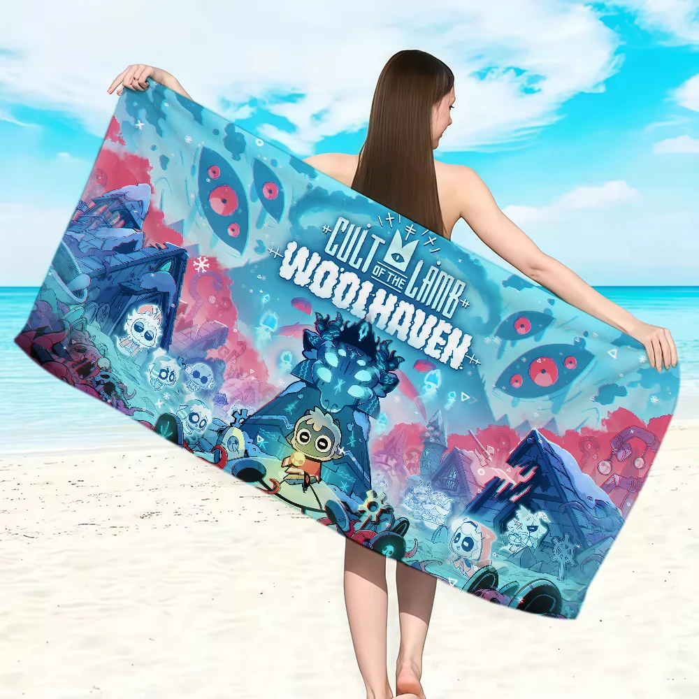 Game Cult of The L-Lamb Towel Soft Lightweight Anti-Sand Large Beach Towel Quick-Drying Bath Sports Family
