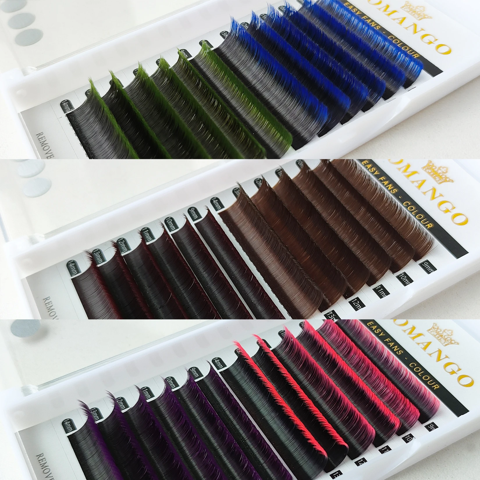 CoMango 2 Colores Volume Easy Fans Cosplay Cat Eye Cashmere Eyelash Lifting Extension Dark Brown Blue Purple Fake Silk Lashes