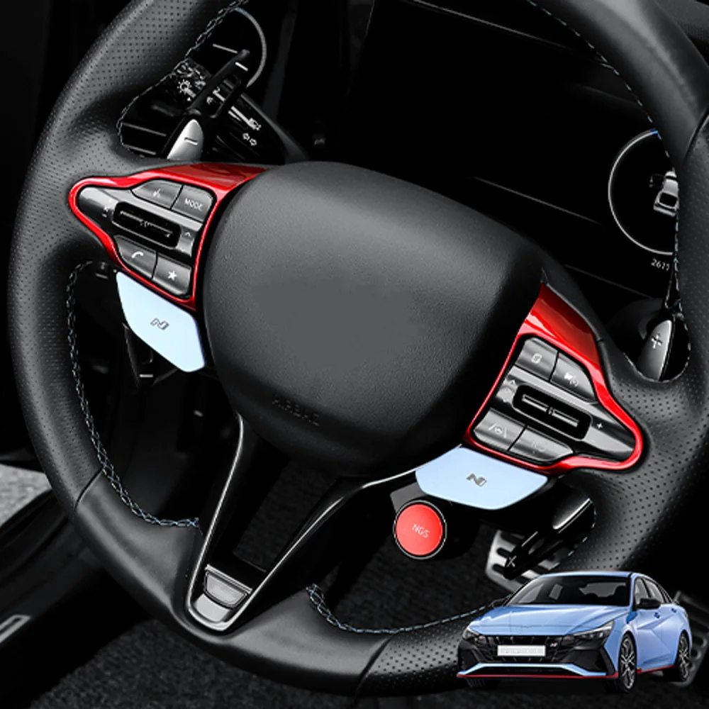 Interior Accessories Carbon Fiber Style Car Steering Wheel Frame Cover Trim For Hyundai Veloster N 2019-2023 Kona N i30N