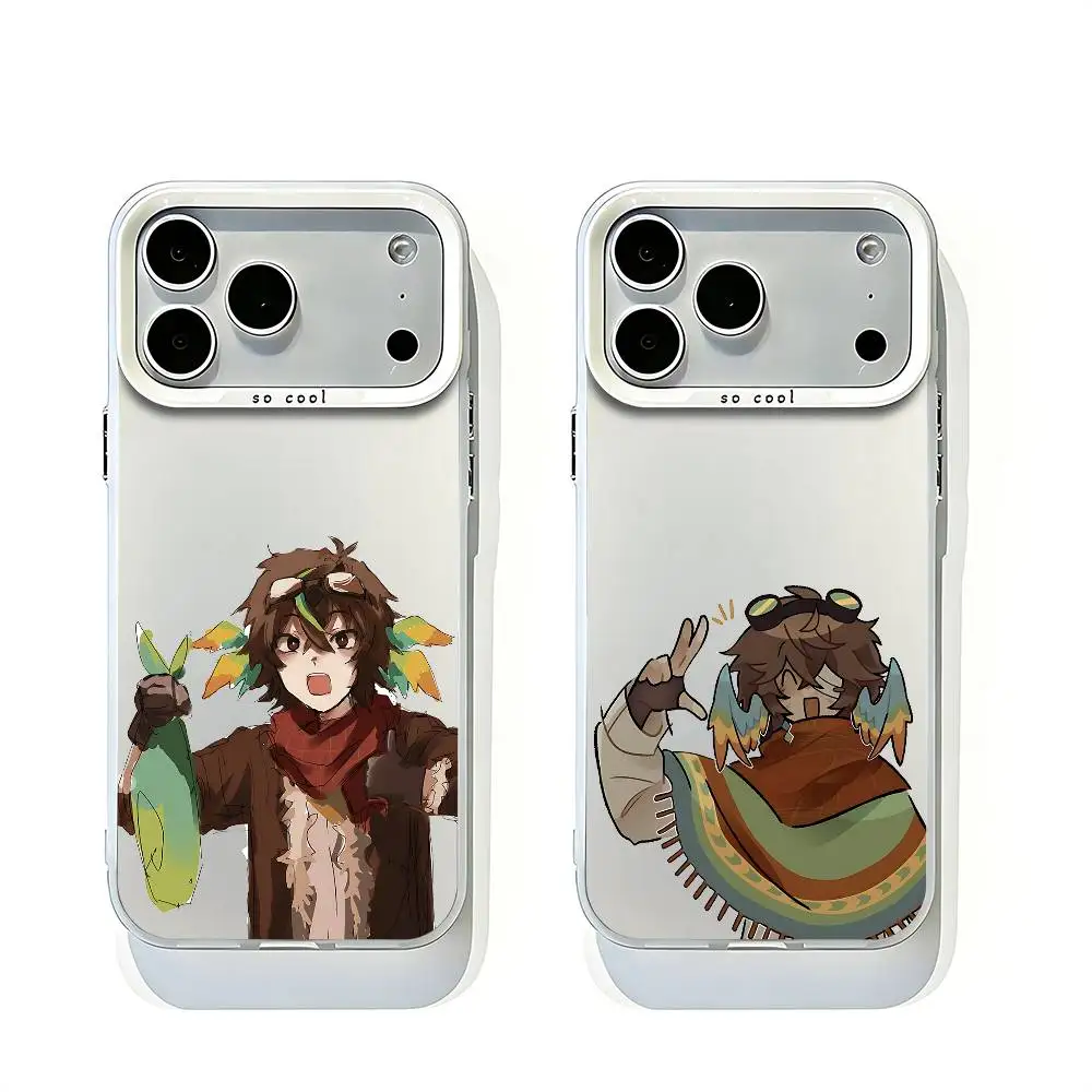 

P-Parrotx2 White Matte Bumper Cover For iPhone 17 16 15 14 13 12 11 Pro Max Large Camera Hole Case