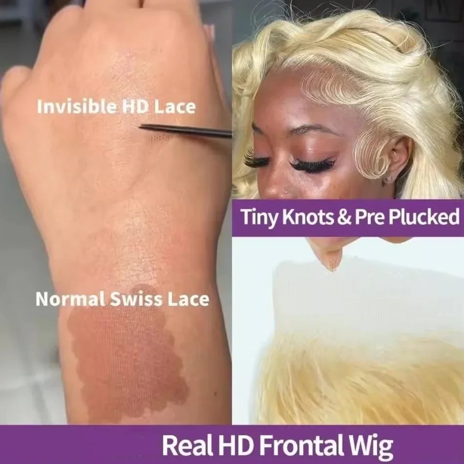 220% Density Human Hair Wigs Blonde 613 Lace Front Wigs 13x4 Body Wave