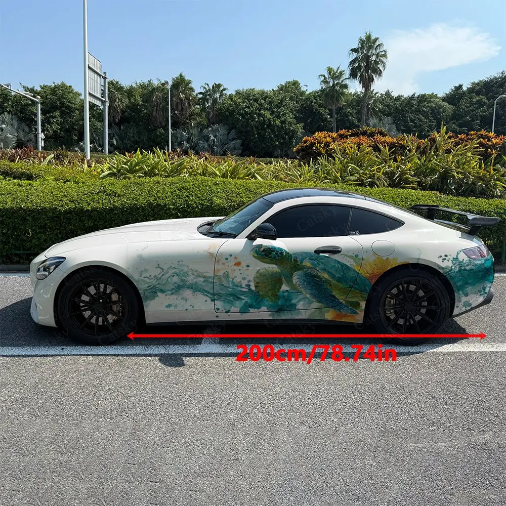 2pcs Water Realm Spirit Turtle, Durable, Fade-resistant, Enhance Vehicle Aesthetics With Bold Artistic Design Car Vinyl Wraps
