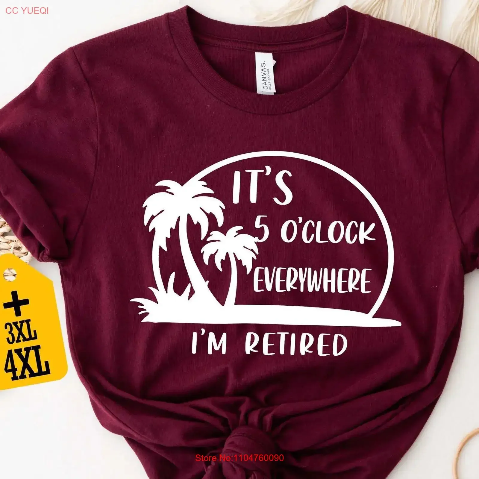 It's 5 O'clock Everywhere I'm Retired T Shirt Funny Retirement Vacation Life Top Father's Day vintage Washed Soft Slightly