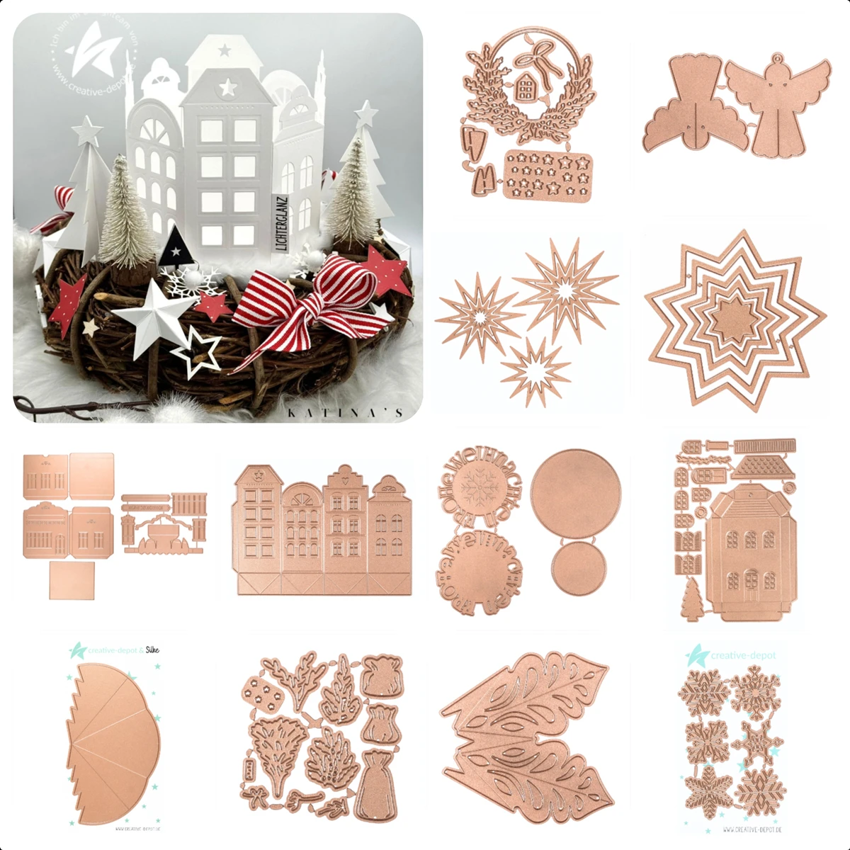 New 2025 Chirstmas Medallion Heikes Häuserreihe Bakery Box Steck Engel 12-pointed Star Cutting Dies for Scrapbooking Card Craft
