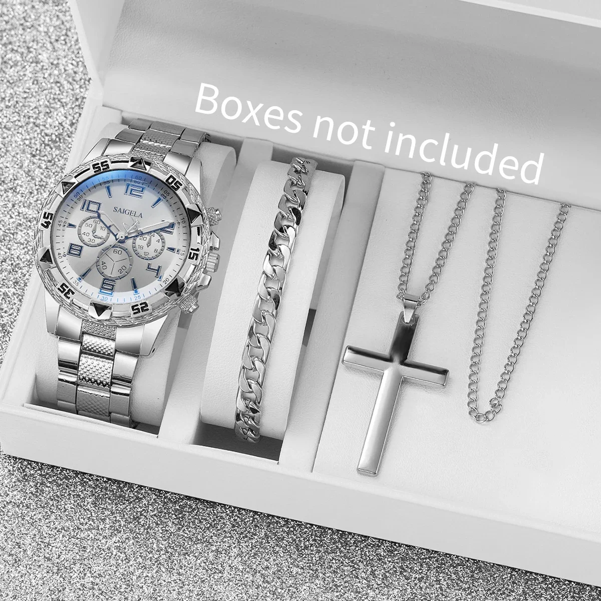 3pc Fashion Large Dial Men's Watch Set