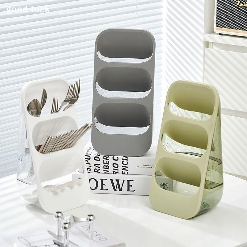 Multi-purpose Desktop Storage Box Kitchen Utensils Chopsticks Knives And Forks Storage - Three-layer Design - Cosmetics Storage