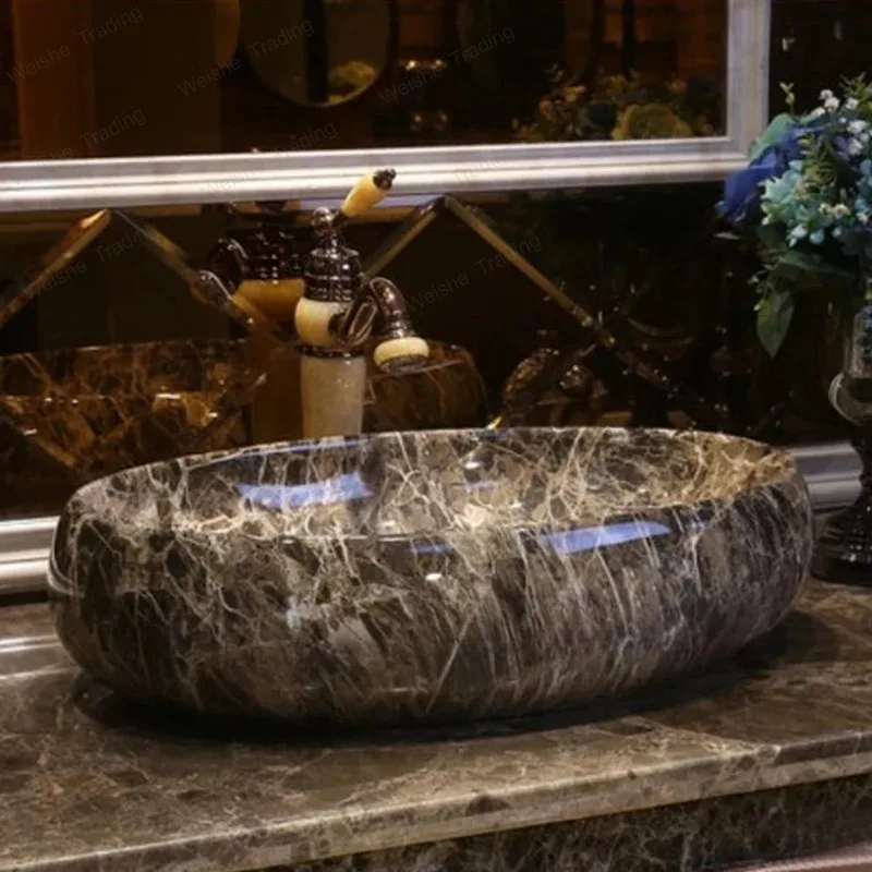 

High-quality Ceramic Countertop Wash Basin Art Counter Basin Bathroom Sink Artistic Handmade Wash Basin GW-6081 Vintage Style