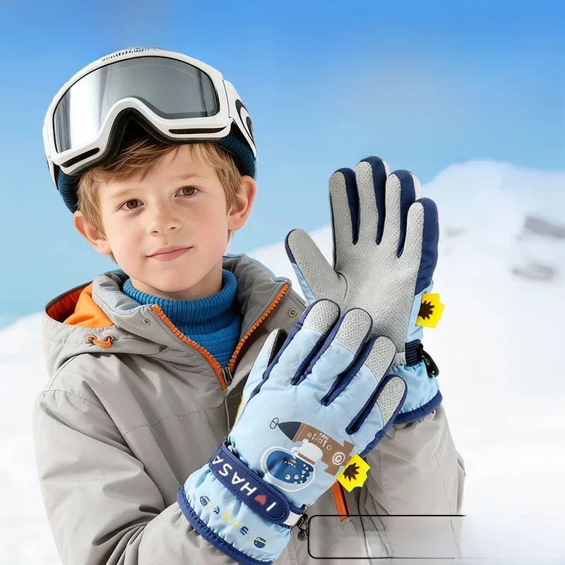children's-ski-gloves-sports-outdoor-cold-proof-non-slip-cycling-autumn-winter-waterproof-fleece-warm-boys-girls