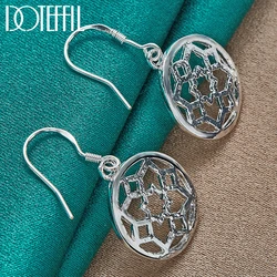 DOTEFFIL 925 Sterling Silver Flower Drop Earrings For Woman Wedding Engagement Fashion Party Charm Jewelry
