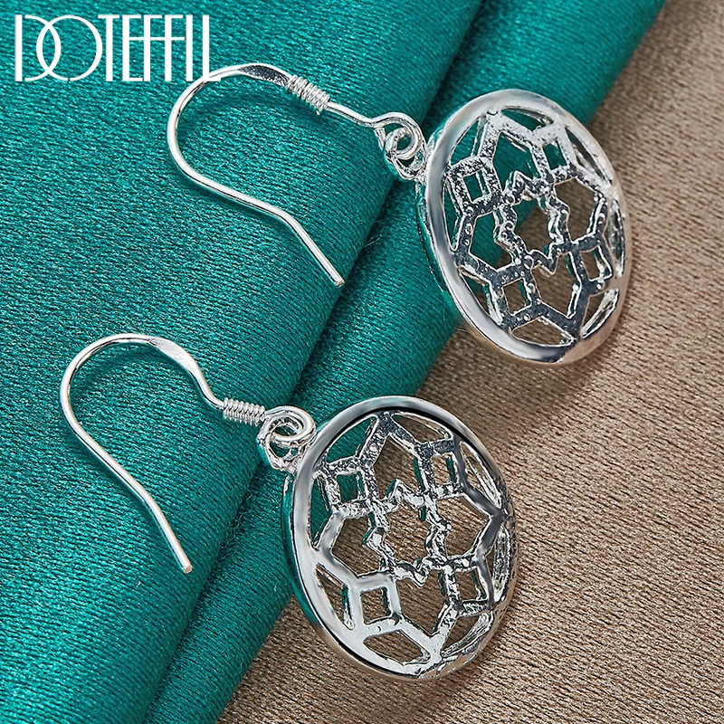 DOTEFFIL 925 srebro kolczyki wiszące kwiatowe dla kobiety ślub zaręczyny Fashion Party Charm biżuteria
